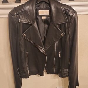 Women's Michael Kors Black Leather Moto Jacket